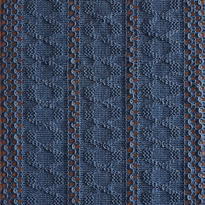 ZeeMart Macrame Style Boho Table Runner, Blue Table Runners 72 Inches Long, Farmhouse Woven Home Decor, 12x72 Inch, Dusty Blue