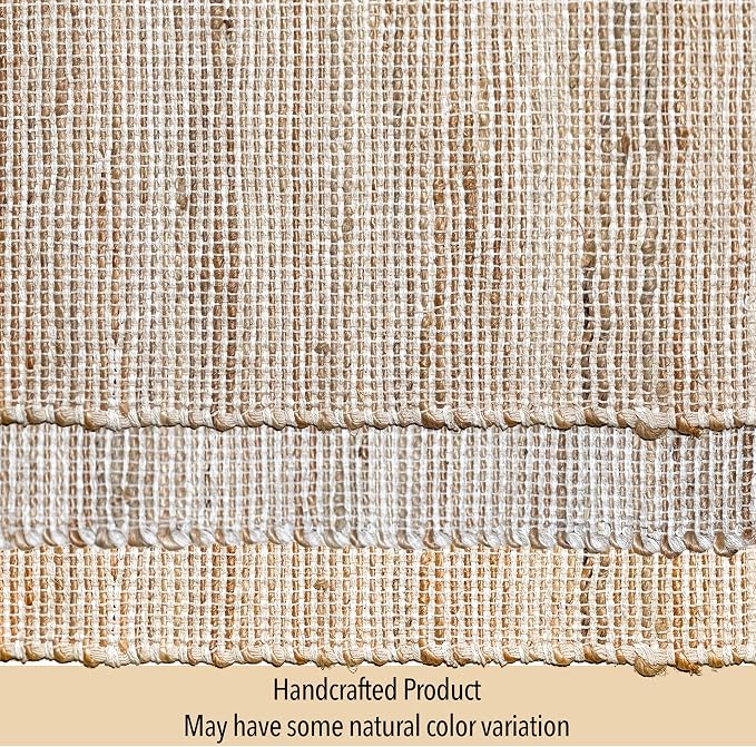 Chardin Home Natural Jute and Ivory Placemats, Set of 4 – Rustic Handmade Boho Table Mats, 13x19 Inch Dining Table Placemats for Kitchen, Everyday Meals, Holidays, Farmhouse or Modern Table Décor