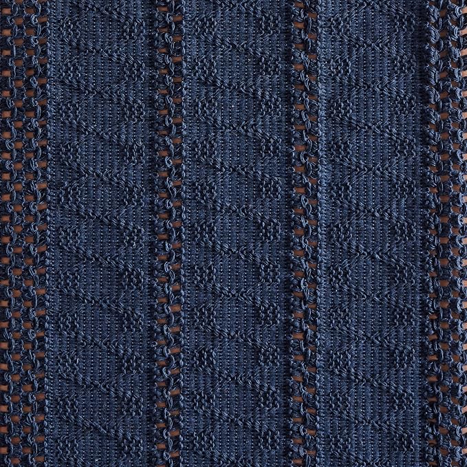 ZeeMart Macrame Style Boho Table Runner, Navy Table Runners 60 Inches Long, Farmhouse Woven Home Decor, 12x60 Inch, Navy Blue