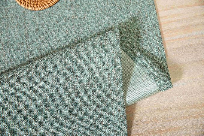 ZeeMart Burlap Style Farmhouse Table Runners 48 Inches Long, Green Rustic Woven Dining Table Runner for Everyday Use, 14x48 Inches, Mineral Green