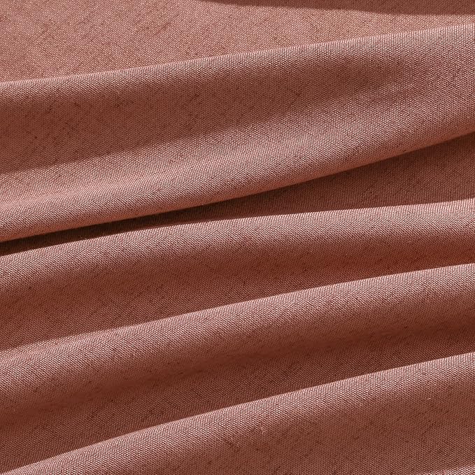 Aersas Canyon Rose Pinch Pleated Linen Curtains 96 Inch Length 2 Panels for Living Room Bedroom Semi Sheer Window Curtain Boho Neutral Back Tab Pinch Pleat Drape with Hooks 40x96