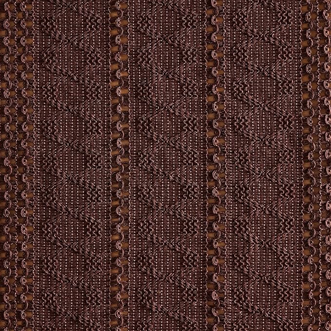 ZeeMart Macrame Style Boho Table Runner, Dark Brown Table Runners 60 Inches Long, Farmhouse Woven Home Decor, 12x60 Inch, Chocolate
