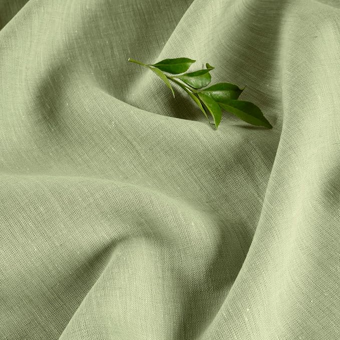 Solino Home Linen Tablecloth 60 x 90 Inch - 100% Pure Linen Chambray Olive Table Cloth for Rectangle Tables - Athena, Machine Washable Tablecloth for Summer