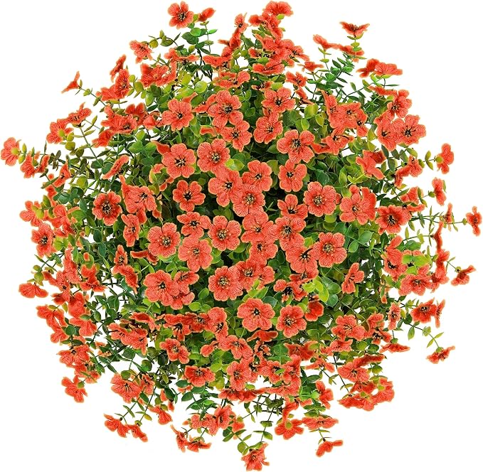 HyeFlora Artificial Fake Fall Hanging Plants Flowers Basket for Outdoor Decor, Faux Silk Orange Mums Daisy in Planter Look Real UV Resistant for Autumn Porch Home Patio Garden Yard Decoration