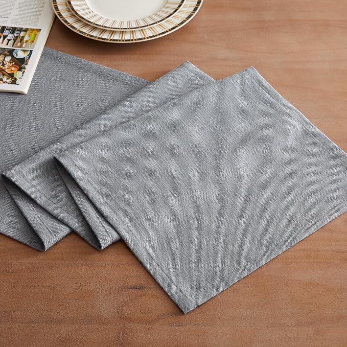 ZeeMart Rustic Cotton Linen Table Runner, 13x36 Inches Blue Ashes, Farmhouse Style Blue Grey Table Runners 36 Inches Long, Washable Kitchen Dining Table Decoration for Home Party Decor
