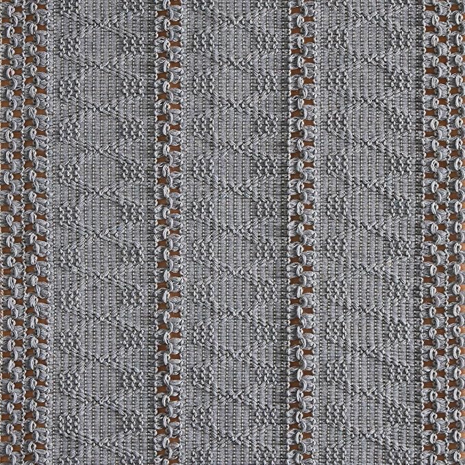 ZeeMart Macrame Style Boho Table Runner, Blue Grey Table Runners 108 Inches Long, Farmhouse Woven Home Decor, 12x108 Inch, Light Blue Grey