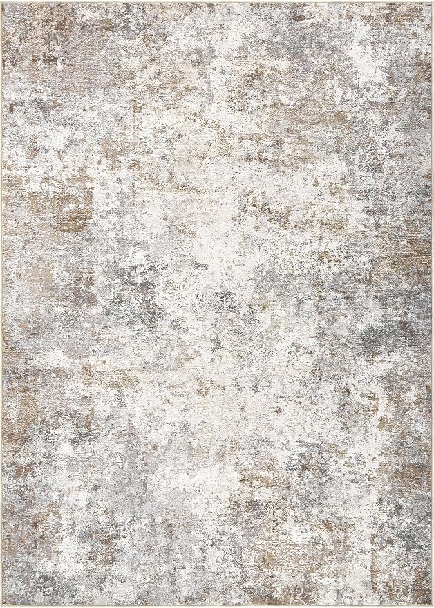 UERMEI 5x8 Area Rug Living Room Rugs - Washable Neutral Modern Abstract Soft Thin Large Rug Indoor Floor No Slip Rug Carpet for Bedroom Under Dining Table Home Office Decor - Brown Grey
