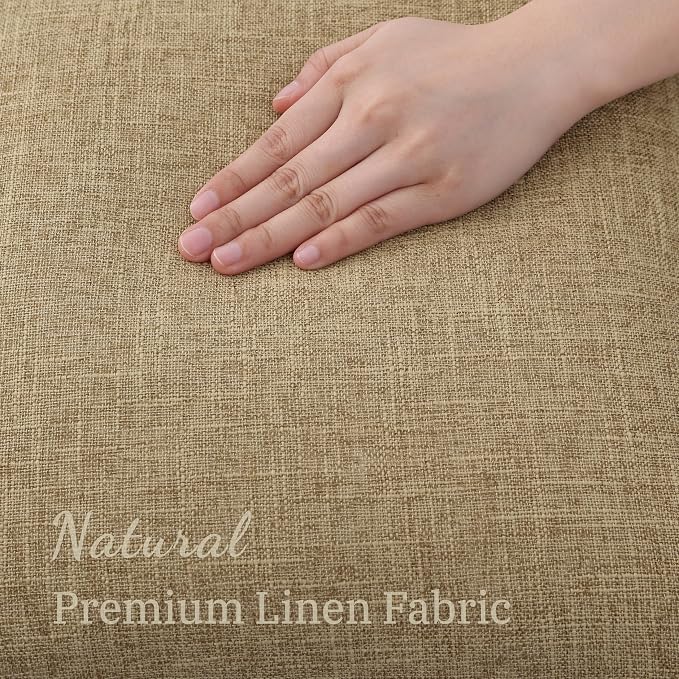 decorUhome Summer Decorative Throw Pillow Covers 26x26 Set of 2 Square Faux Linen Farmhouse Euro Sham Pillow Covers with Stitched Edge Outdoor Neutral Pillow Covers for Couch Sofa Living Room, Khaki