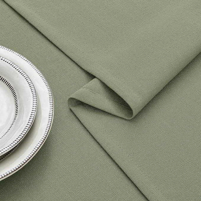 Sage Square Tablecloth 55 x 55 Inch Small White Linen Table Cloth for 4 Foot Square Table Wrinkle Resistant Washable Fabric Cloth Tablecloth for Side Tables Cafe Lounge Area Corner Nook